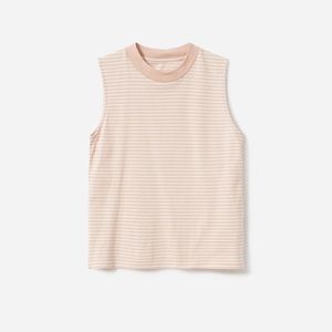 Everlane Pink Stripe Cotton Mockneck Muscle Tank